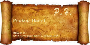 Prokop Harri névjegykártya